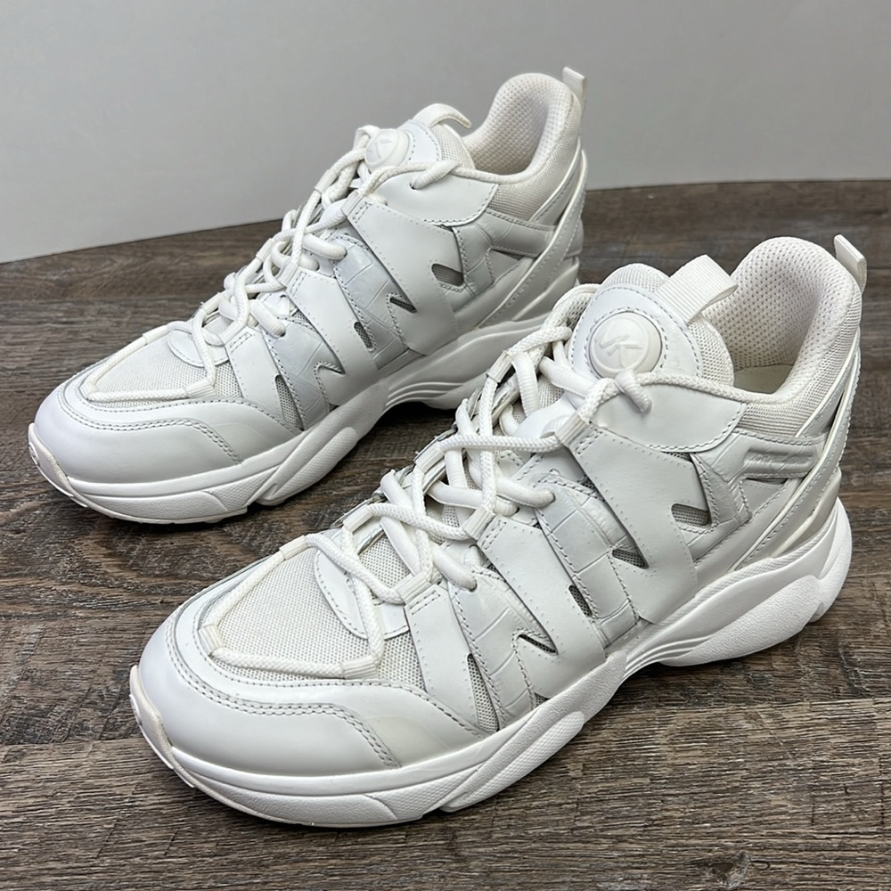 Michael Kors Hero Trainer Sneakers White Leather Chunky Dad Shoes Women’s 9.5